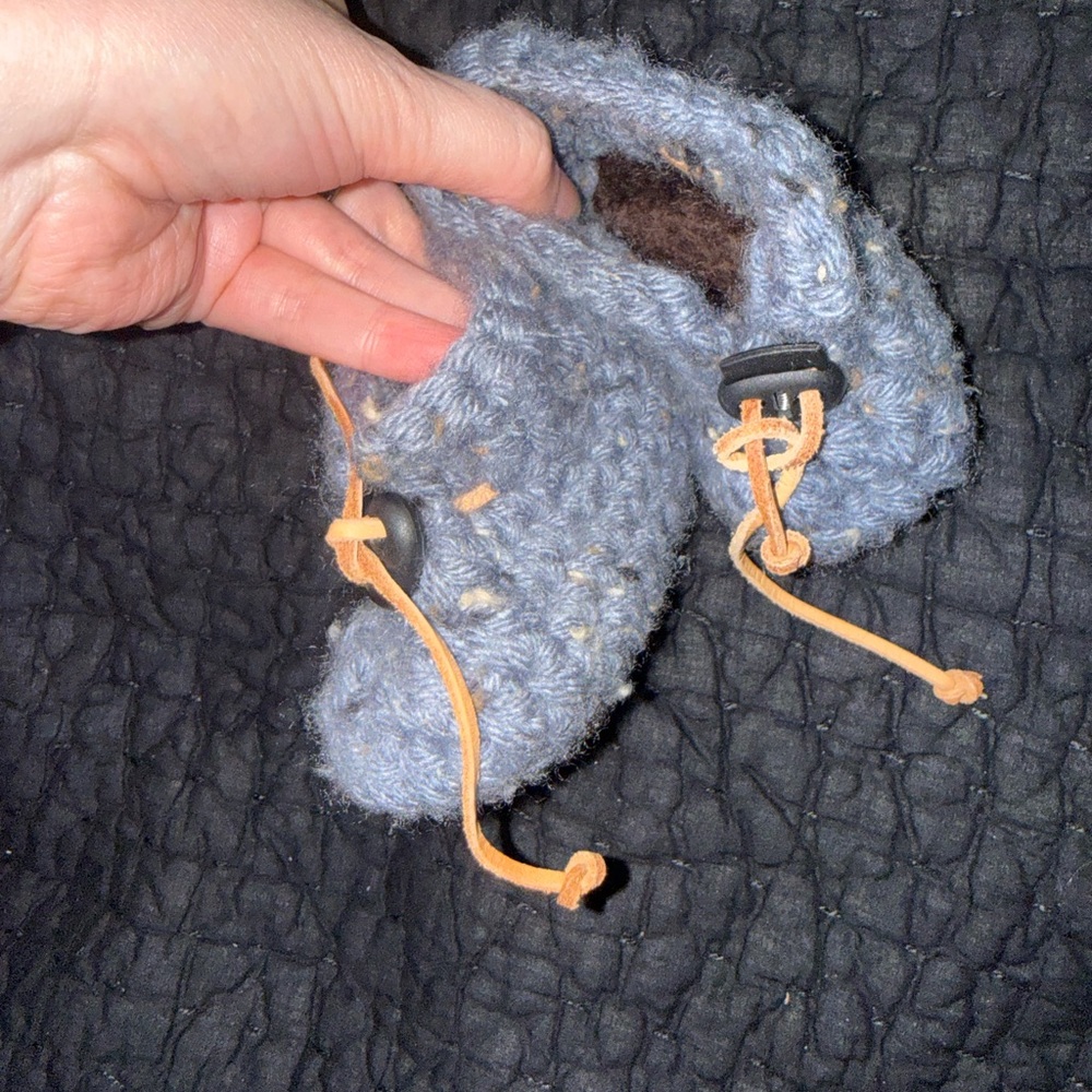 Cozy Blue Knit Baby Booties